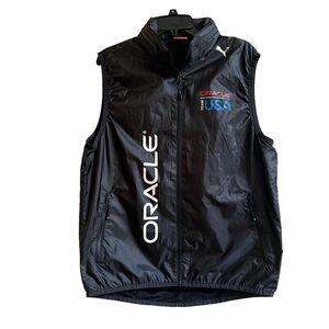 America’s Cup Team Oracle USA Windbreaker‎ Vest Hooded Men's Size L Large EUC
